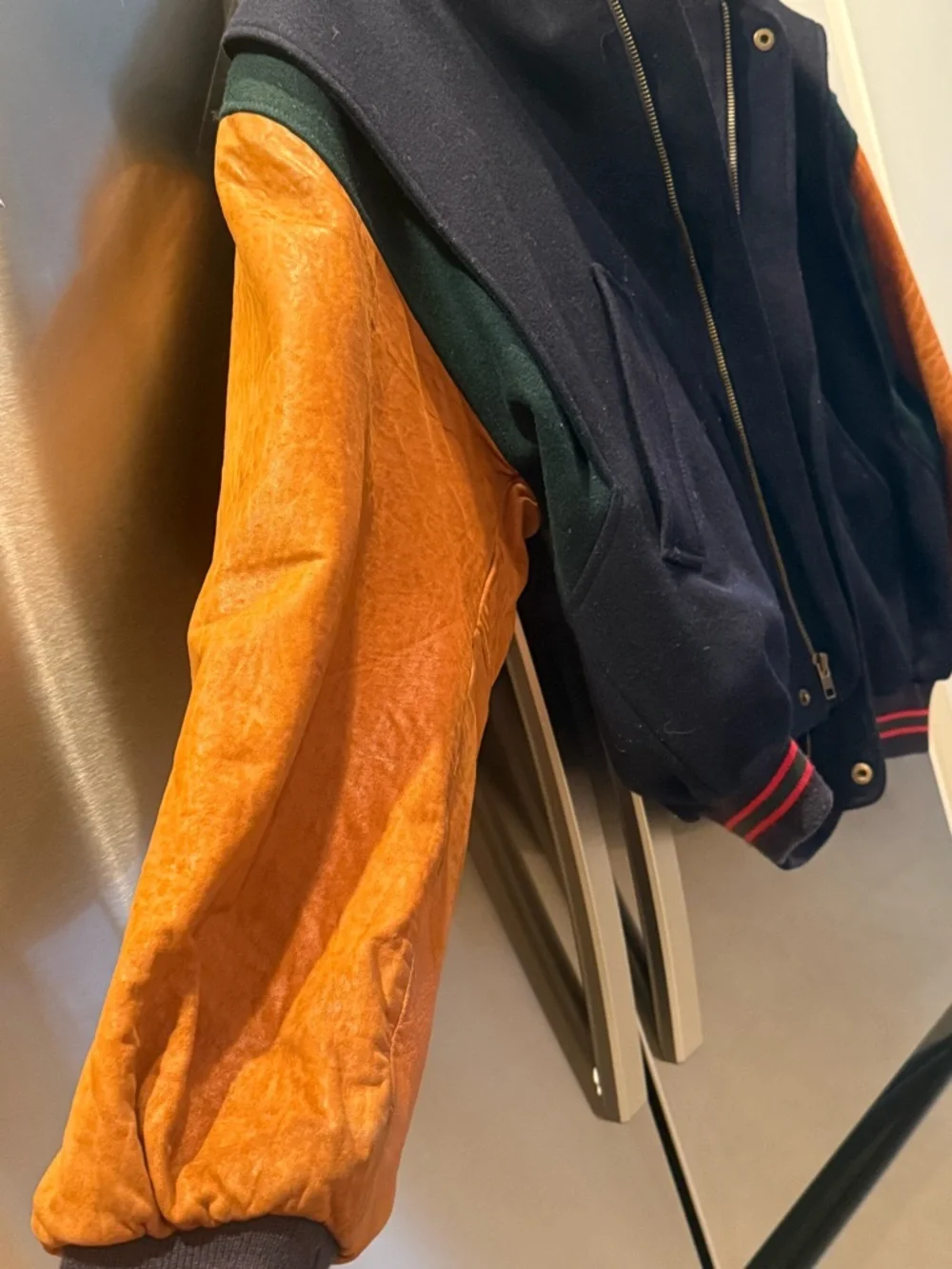 Vintage Gant Colorblock Wool Varsity Jacket Leather Sleeves - Picture 8 of 15